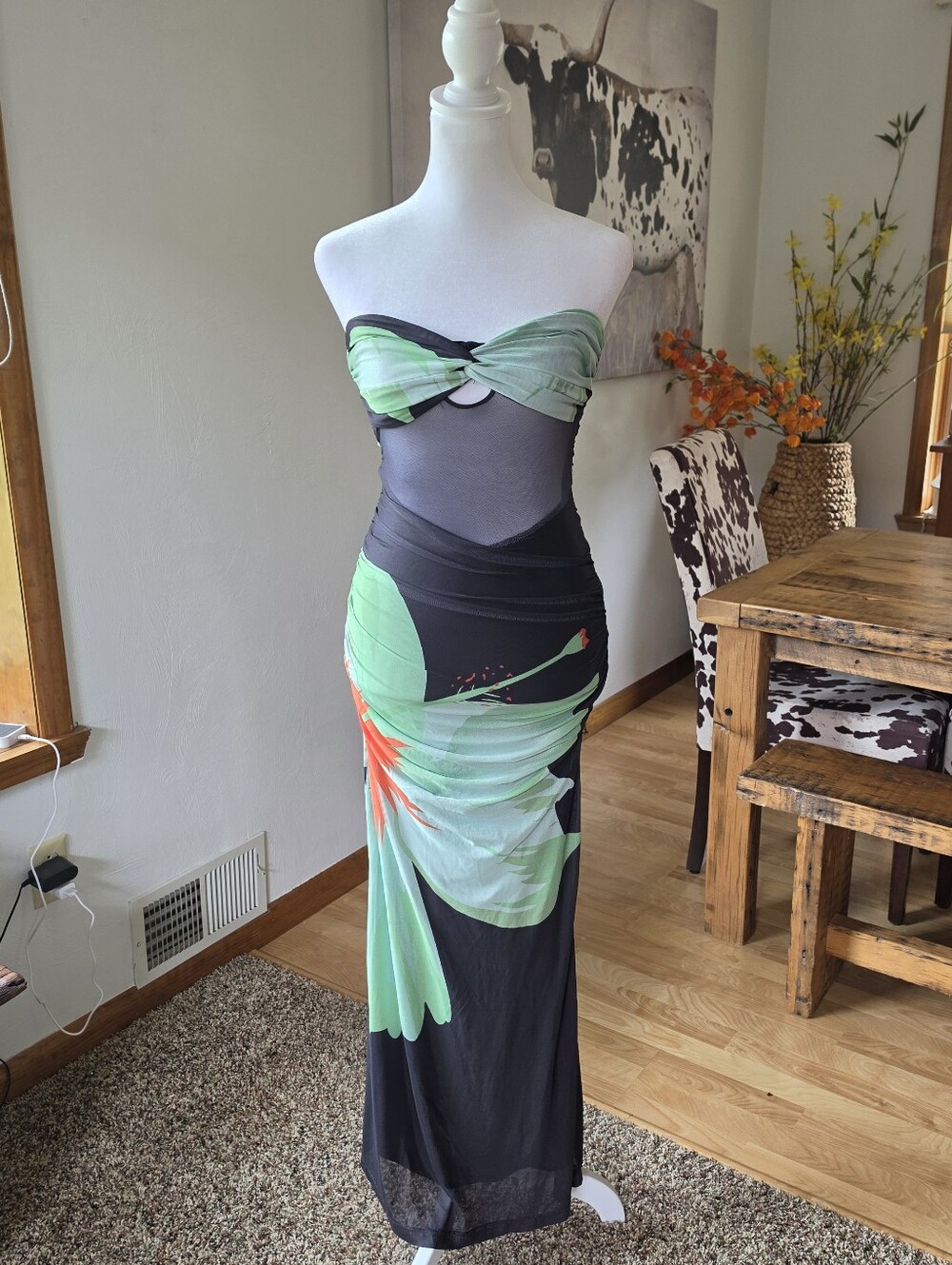 Hello Molly Pinch Of Color Strapless Mesh Maxi Dress Black Size S - Picture 4 of 8